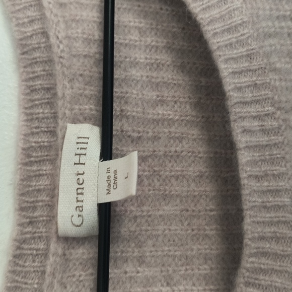 Garnet Hill Oatmeal Beige 100% Cashmere Twist Front Chunky Knit Sweater Sz Large - Picture 3 of 17